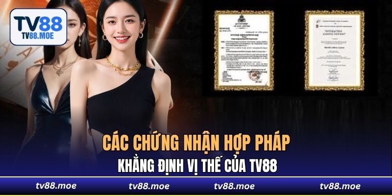Các chứng nhận hợp pháp khẳng định vị thế của TV88